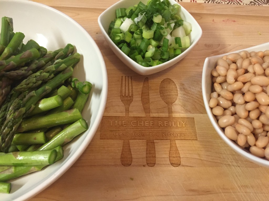 asparagas green onions white beans