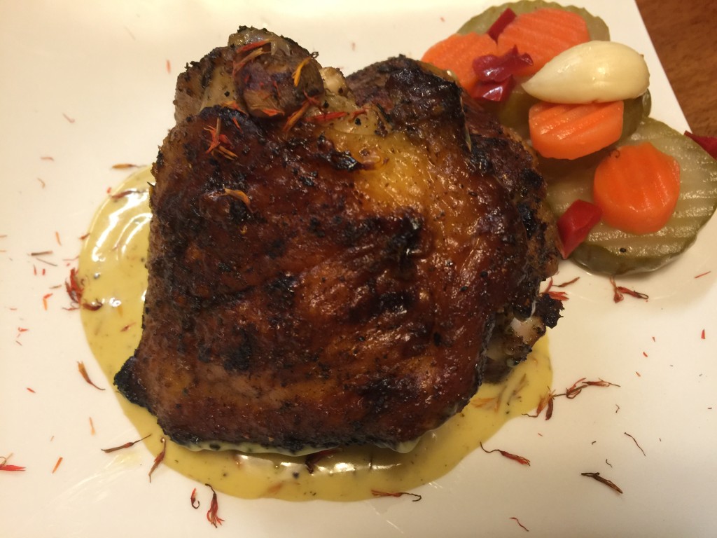 Grilled Marinated Chicken with Saffron Cream Sauce