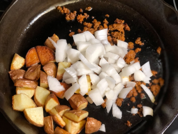 Cheesy Chorizo Potatoes Breakfast Skillet Recipe