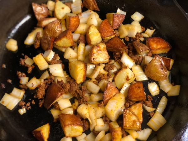 Cheesy Chorizo Potatoes Breakfast Skillet Recipe