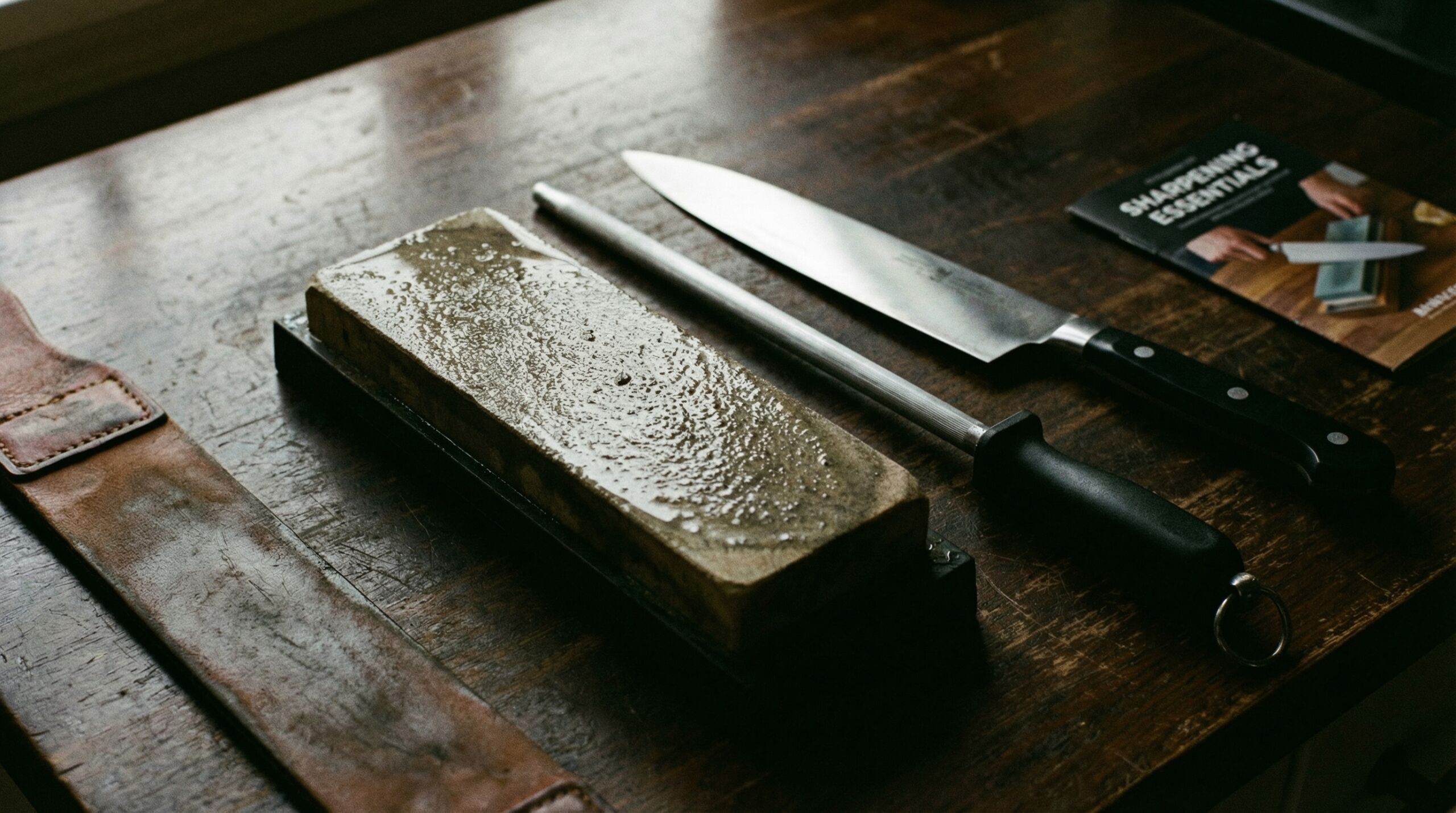 knife sharpening on whetstone for edge maintenance