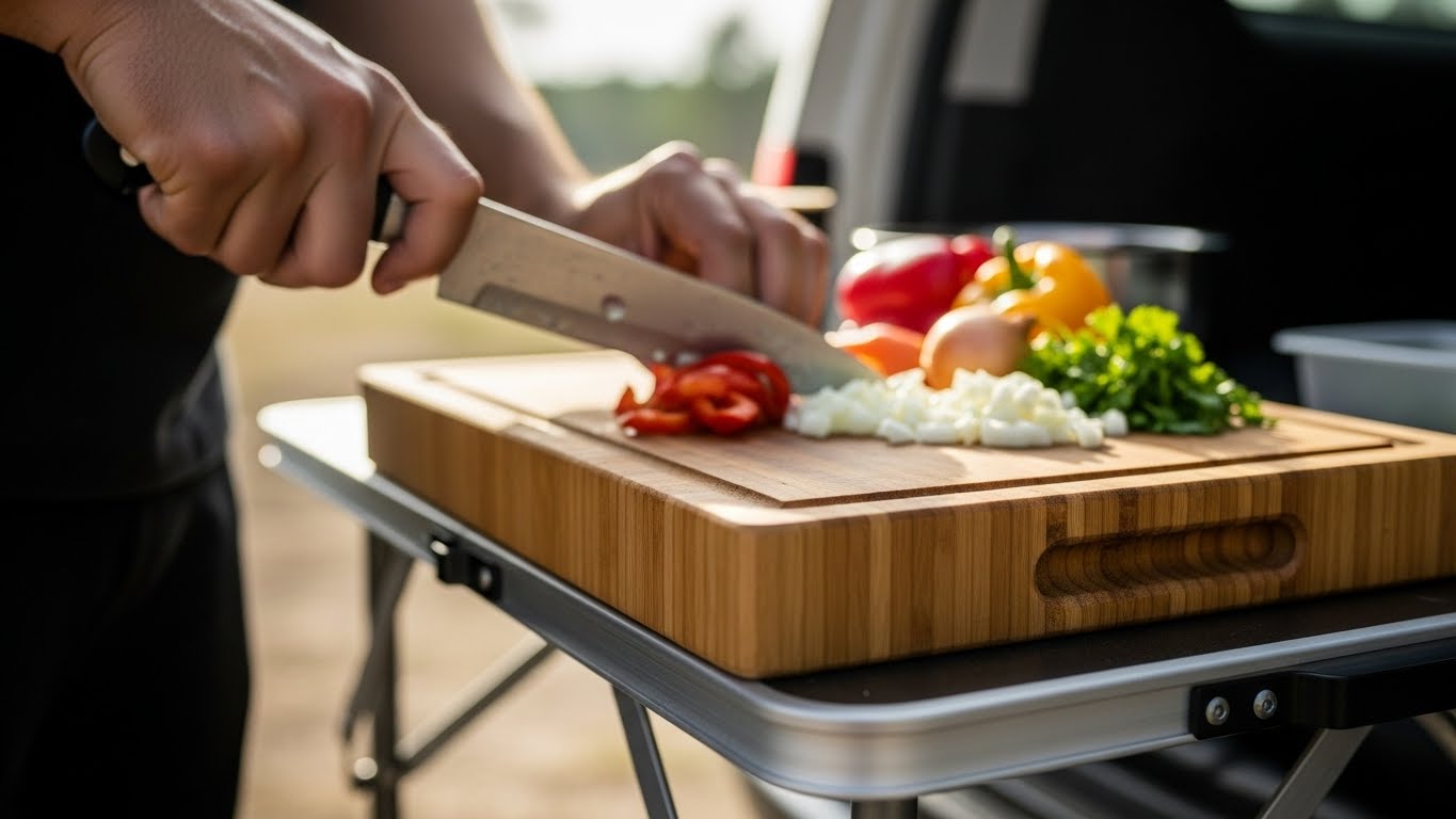 Cutting Boards for Knife Longevity & Food Safety wooden cutting board used for chef knife prep