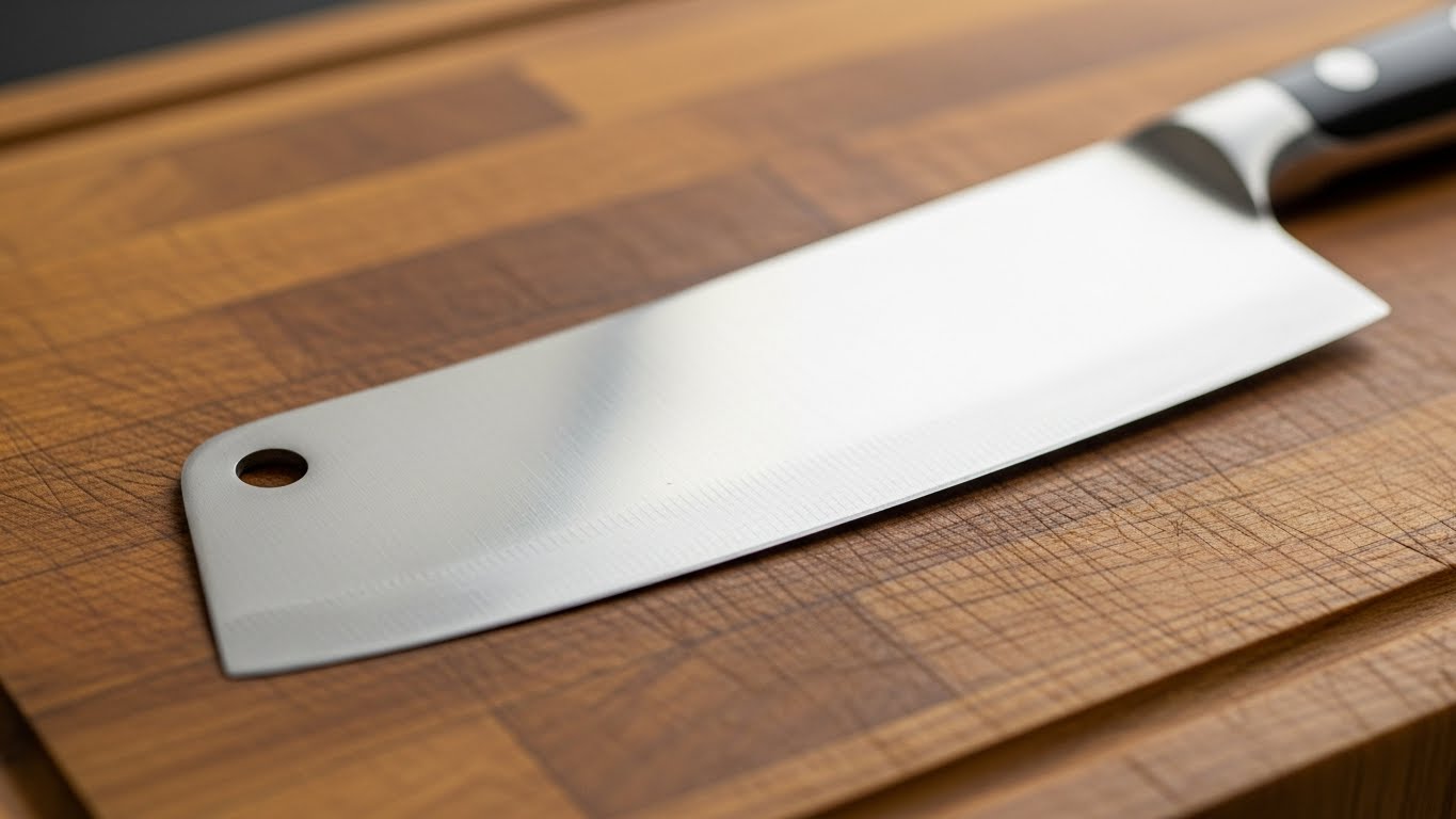 wooden cutting board used for chef knife prep