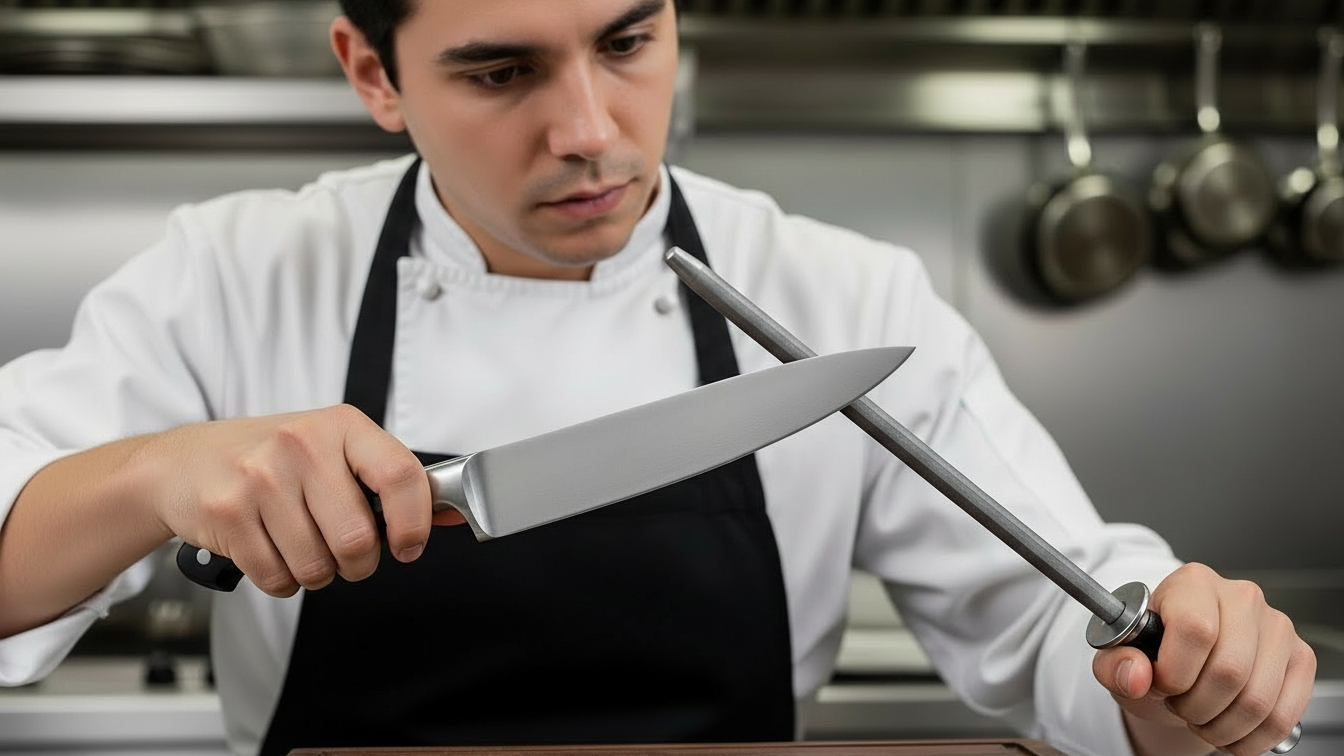 knife sharpening on whetstone for edge maintenance